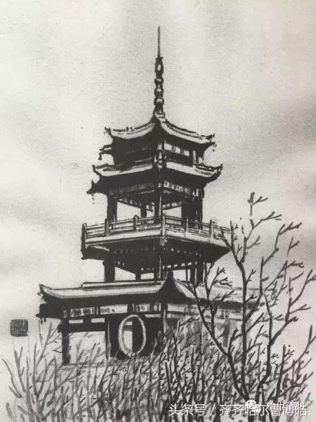 手绘齐齐哈尔建筑旧貌，那么沧桑，你见过吗？