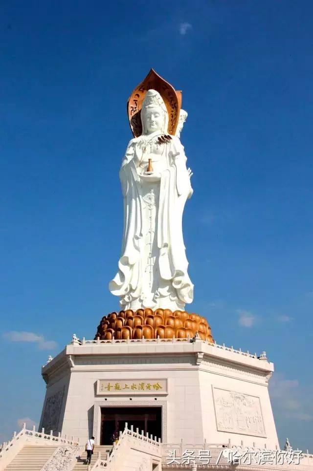 哈尔滨新景：江河之间有一座“莲花岛”，站在58米高的观音脚下